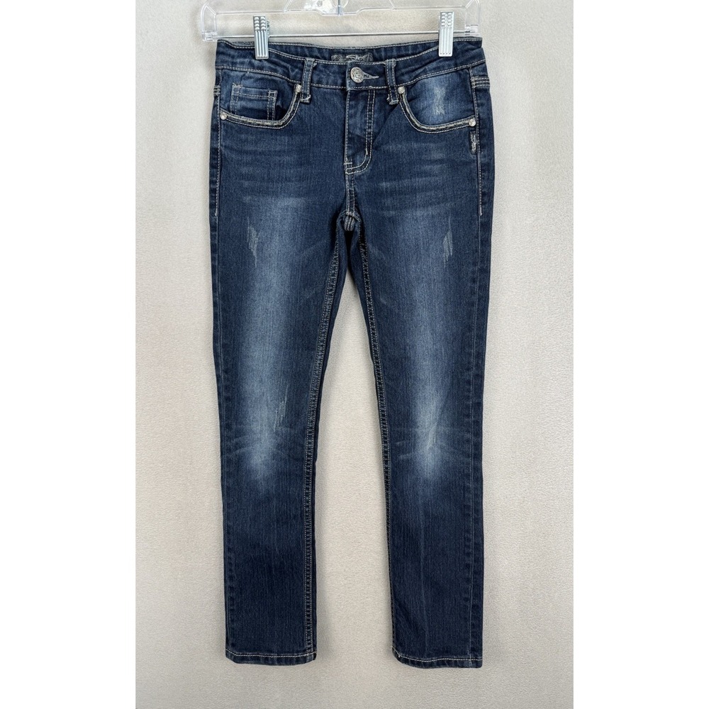 Silver Jeans Girl's 12 Sasha Straight Regular Thick Stitch Blue Denim